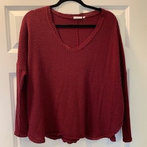 Red long sleeve waffle top